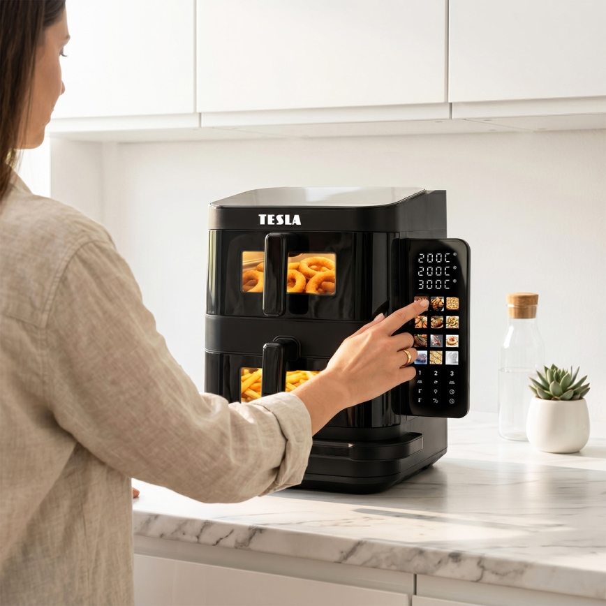 TESLA Electronics AirCook - 3-strefowa frytkownica na gorące powietrze 14,5 l 2800W/230V czarna