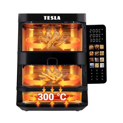 TESLA Electronics AirCook - 3-strefowa frytkownica na gorące powietrze 14,5 l 2800W/230V czarna