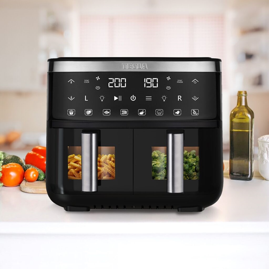 TESLA Electronics AirCook - Wielofunkcyjny dualny cyfrowy Frytownica na gorące powietrze 7,6 l 2850W/230V