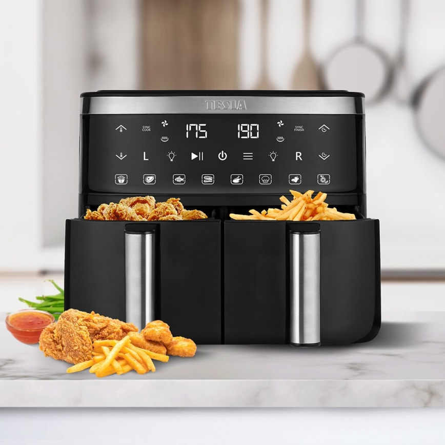 TESLA Electronics AirCook - Wielofunkcyjny dualny cyfrowy Frytownica na gorące powietrze 7,6 l 2850W/230V