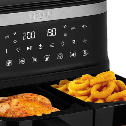 TESLA Electronics AirCook - Wielofunkcyjny dualny cyfrowy Frytownica na gorące powietrze 7,6 l 2850W/230V