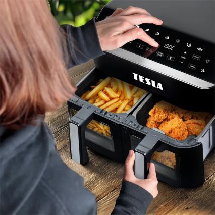 TESLA Electronics AirCook - Wielofunkcyjna, podwójna cyfrowa frytkownica na gorące powietrze 9 l 2400W/230V