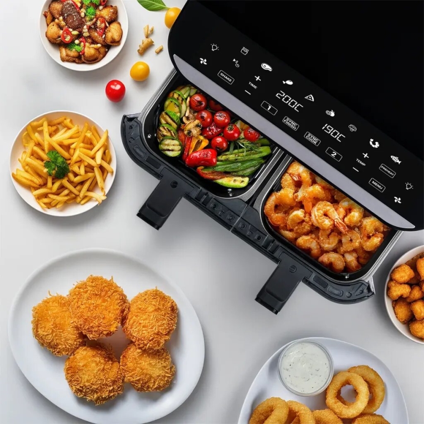 TESLA Electronics AirCook - Wielofunkcyjna, podwójna cyfrowa frytkownica na gorące powietrze 9 l 2400W/230V