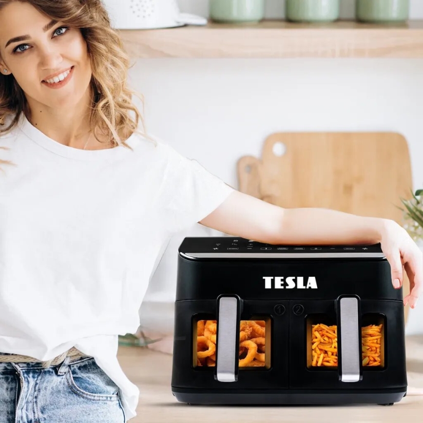 TESLA Electronics AirCook - Wielofunkcyjna, podwójna cyfrowa frytkownica na gorące powietrze 9 l 2400W/230V