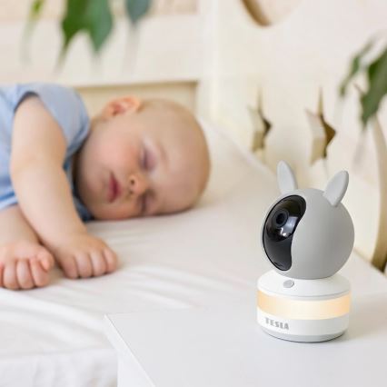 TESLA Electronics Bambino - Inteligentna niania wideo 4 MP (2560p), 5V, Wi-Fi, Tuya, szaro-biała
