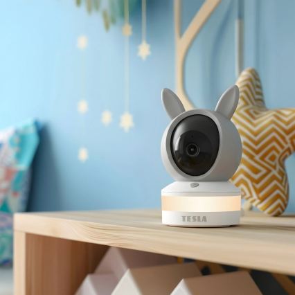TESLA Electronics Bambino - Inteligentna niania wideo 4 MP (2560p), 5V, Wi-Fi, Tuya, szaro-biała