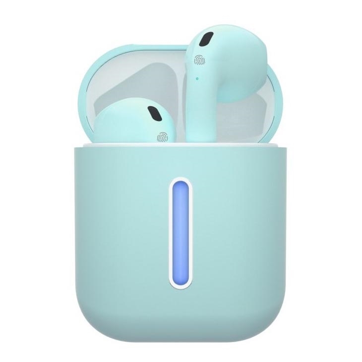 TESLA Electronics - Bezprzewodowe słuchawki 300 mAh + 2x 25 mAh IPX4 turkusowe