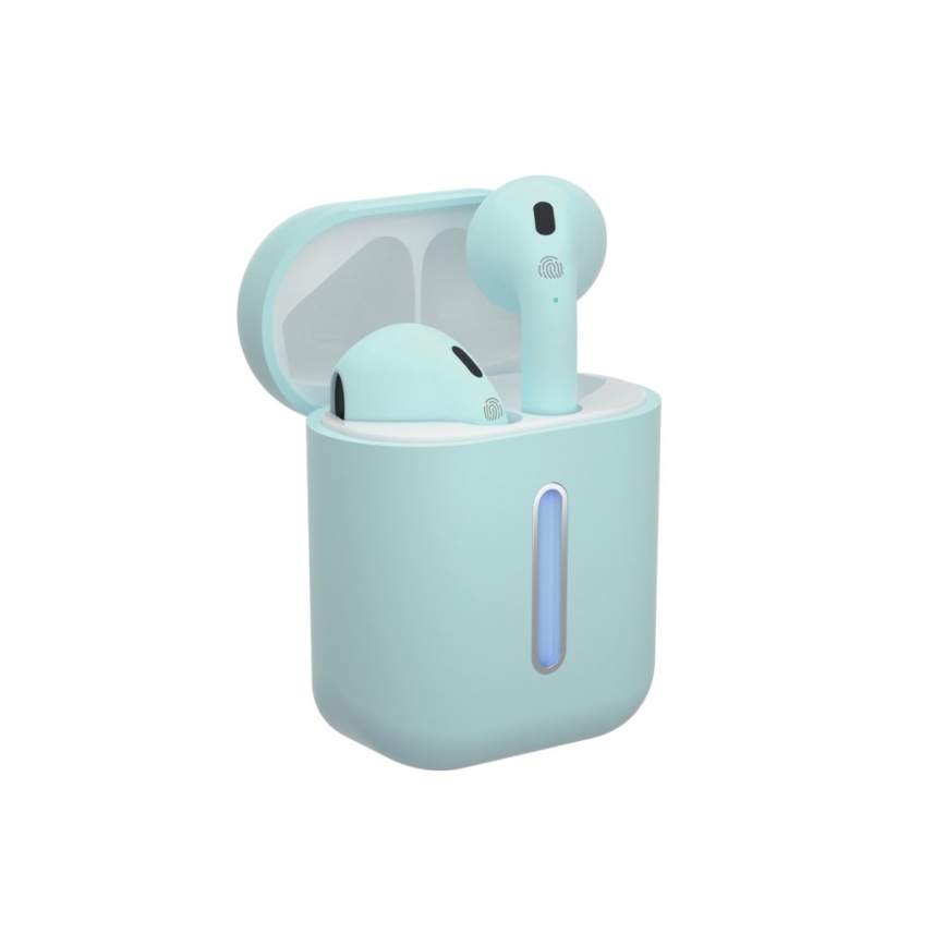 TESLA Electronics - Bezprzewodowe słuchawki 300 mAh + 2x 25 mAh IPX4 turkusowe