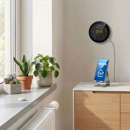 TESLA Electronics Device - Inteligentna stacja pogodowa z czujnikiem 400 mAh Wi-Fi Tuya IP44