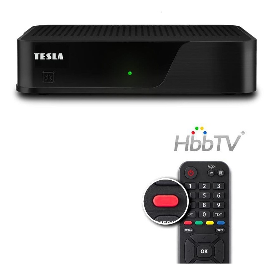 TESLA Electronics - Odbiornik DVB-T2 H.265 (HEVC) z HbbTV 12V + pilot zdalnego sterowania
