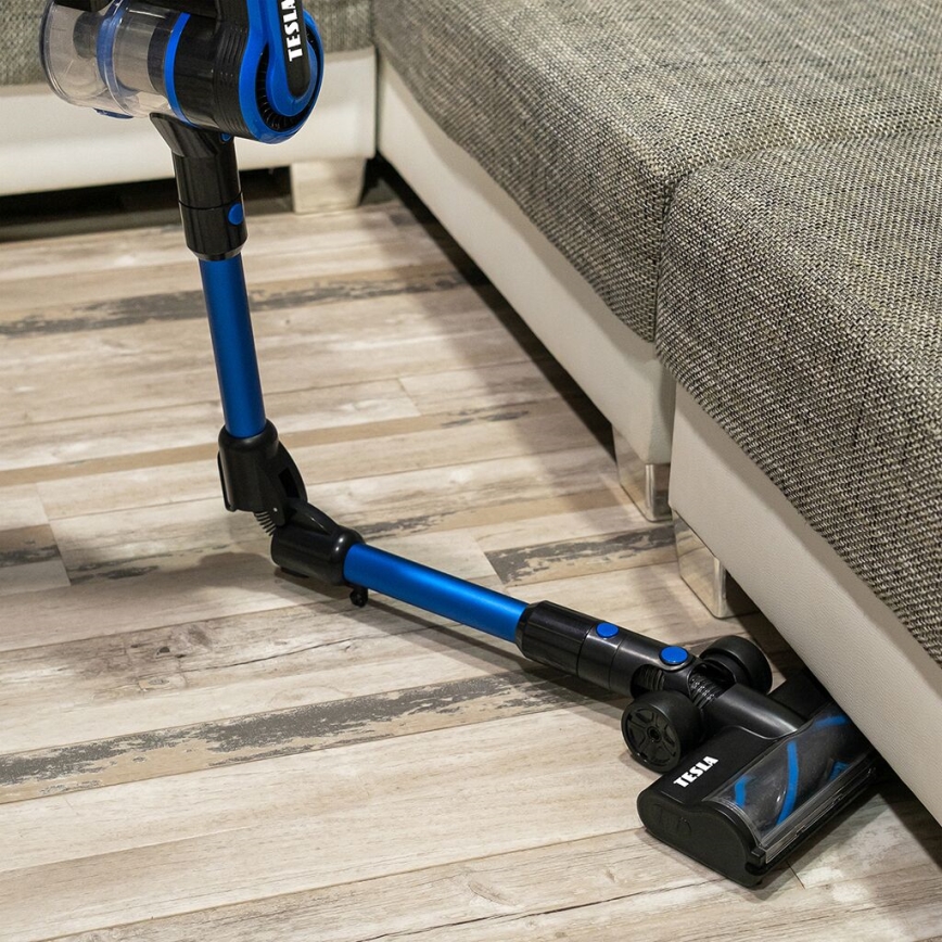 TESLA Electronics PureStar - Elastyczny bezprzewodowy odkurzacz pionowy 3w1 300W/2200 mAh czarny/niebieski