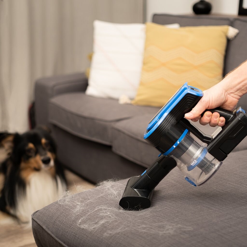 TESLA Electronics PureStar - Elastyczny bezprzewodowy odkurzacz pionowy 3w1 300W/2200 mAh czarny/niebieski