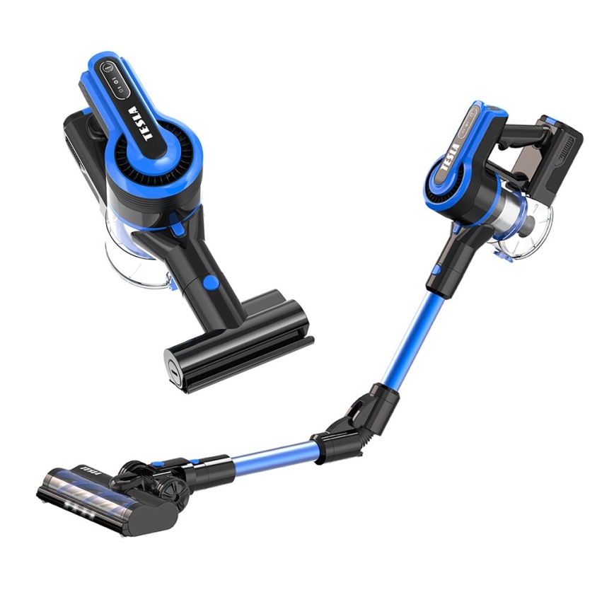 TESLA Electronics PureStar - Elastyczny bezprzewodowy odkurzacz pionowy 3w1 300W/2200 mAh czarny/niebieski