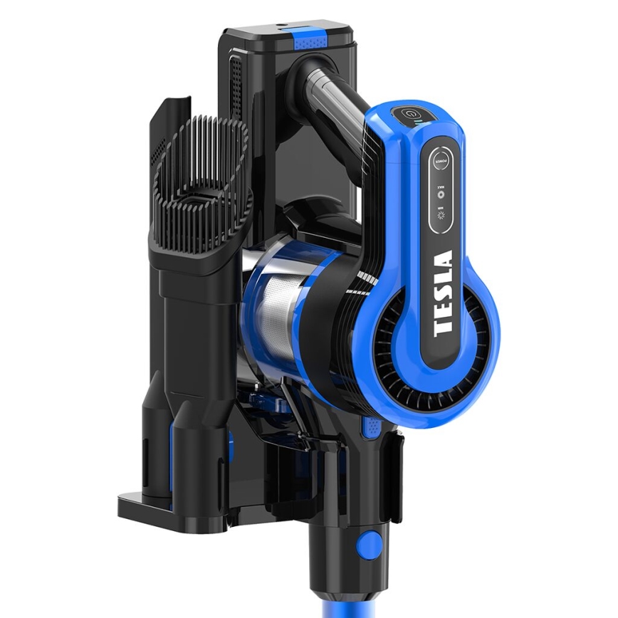 TESLA Electronics PureStar - Elastyczny bezprzewodowy odkurzacz pionowy 3w1 300W/2200 mAh czarny/niebieski