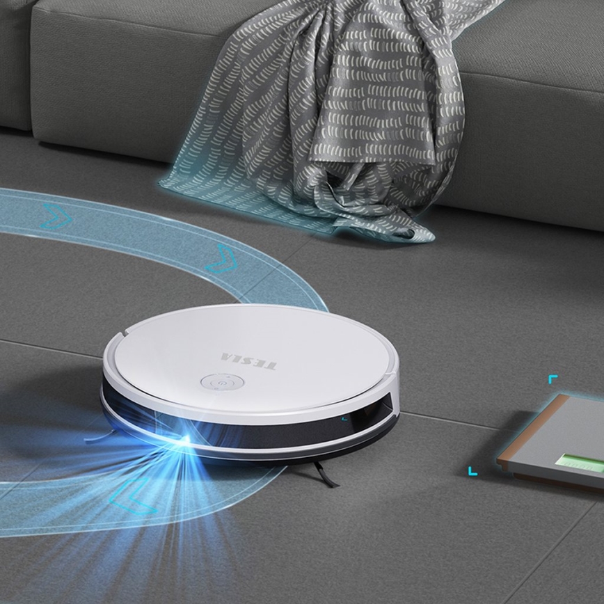 TESLA Electronics RoboStar - Inteligentny robot odkurzający 2w1 2600 mAh Wi-Fi biały + pilot zdalnego sterowania