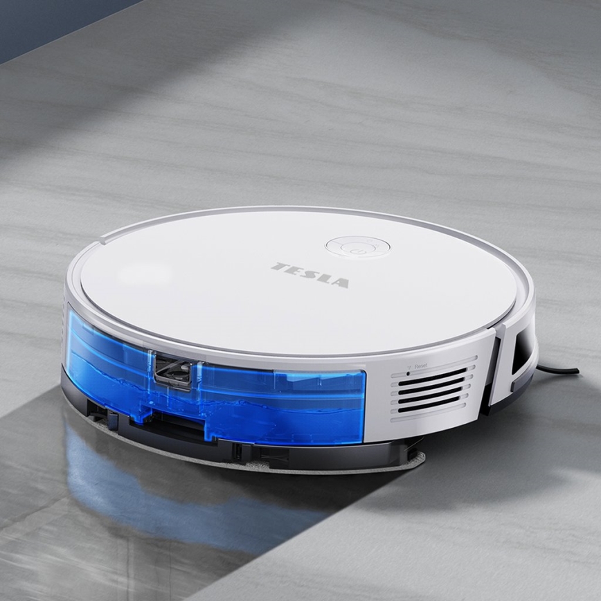 TESLA Electronics RoboStar - Inteligentny robot odkurzający 2w1 2600 mAh Wi-Fi biały + pilot zdalnego sterowania
