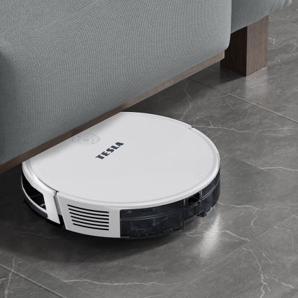 TESLA Electronics RoboStar - Inteligentny robot odkurzający 2w1 2600 mAh Wi-Fi biały + pilot zdalnego sterowania