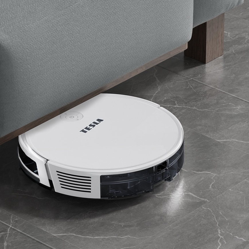 TESLA Electronics RoboStar - Inteligentny robot odkurzający 2w1 2600 mAh Wi-Fi biały + pilot zdalnego sterowania