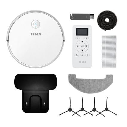 TESLA Electronics RoboStar - Inteligentny robot odkurzający 2w1 2600 mAh Wi-Fi biały + pilot zdalnego sterowania