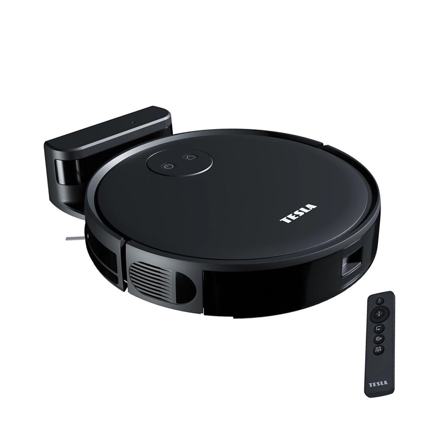TESLA Smart - Inteligentny robot odkurzający 2w1 2000 mAh Wi-Fi czarne + pilot zdalnego sterowania