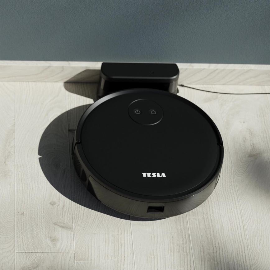 TESLA Smart - Inteligentny robot odkurzający 2w1 2000 mAh Wi-Fi czarne + pilot zdalnego sterowania