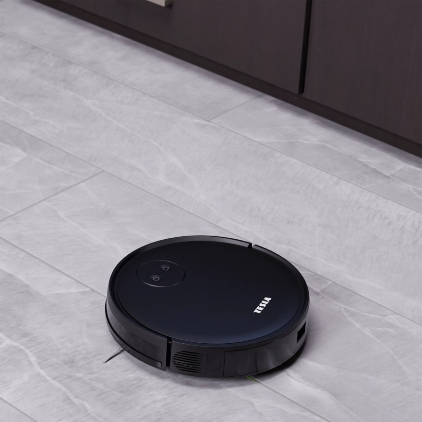 TESLA Smart - Inteligentny robot odkurzający 2w1 2000 mAh Wi-Fi czarne + pilot zdalnego sterowania