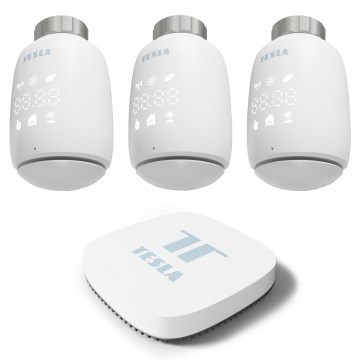 TESLA Smart - ZESTAW 3x inteligentna bezprzewodowa głowica termostatyczna 2xAA + inteligentna brama Hub Zigbee Wi-Fi