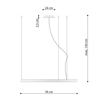 Thoro TH.181 - LED  Żyrandol na lince RIO LED /50W/230V CRI 95 4000K śr. 78 cm złoty