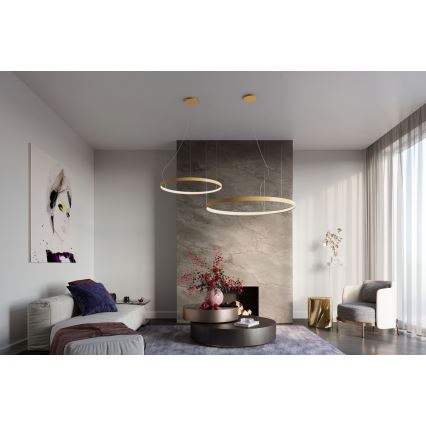 Thoro TH.216 - LED Żyrandol na lince RIO LED/30W/230V CRI 90 3000K śr. 55 cm złoty