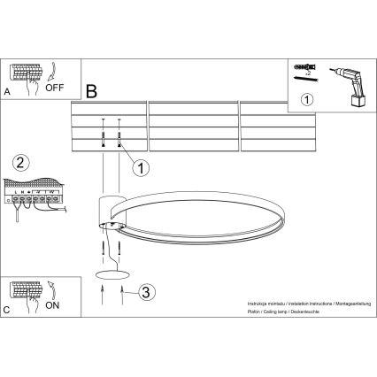 Thoro TH.223 - Lampa sufitowa LED RIO/30W/230V CRI 98 4000K śr. 55 cm złota