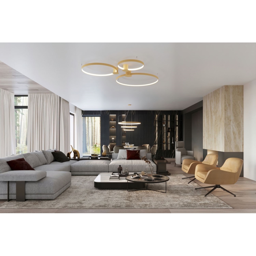 Thoro TH.224 - LED Plafon RIO LED/50W/230V CRI 90 3000K śr. 78 cm złoty