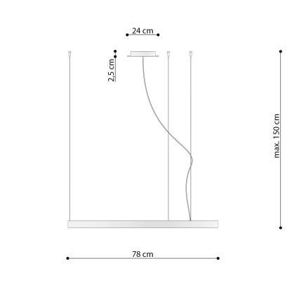 Thoro TH.246 - LED Żyrandol na lince RIO LED/50W/230V CRI90 3000K śr. 78 cm złoty