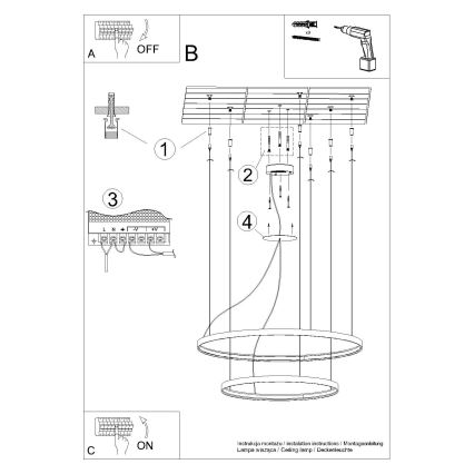Thoro TH.268 - Lampa wisząca LED na linkach RIO LED/80W/230V CRI 95 4000K złota