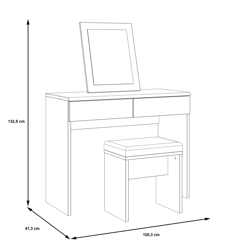Toaletka ERO + taboret brązowy/czarny