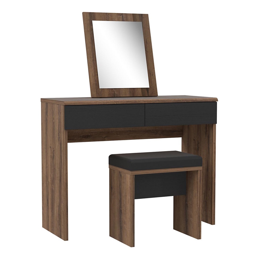 Toaletka JUNO + taboret 45x29,6 cm brązowy/czarny