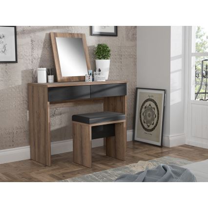 Toaletka JUNO + taboret 45x29,6 cm brązowy/czarny