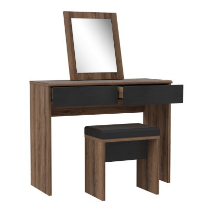 Toaletka JUNO + taboret 45x29,6 cm brązowy/czarny