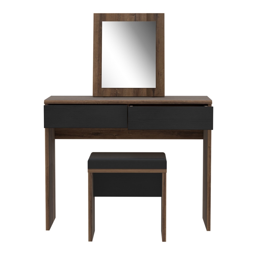 Toaletka JUNO + taboret 45x29,6 cm brązowy/czarny