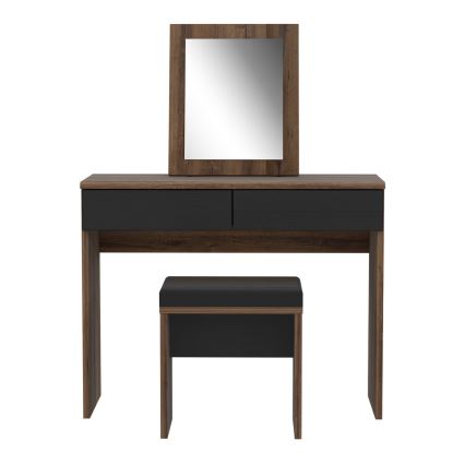 Toaletka JUNO + taboret 45x29,6 cm brązowy/czarny