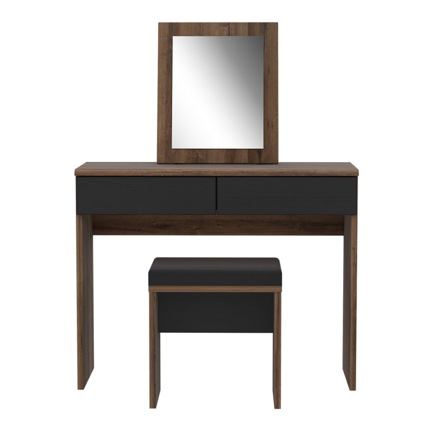 Toaletka JUNO + taboret 45x29,6 cm brązowy/czarny