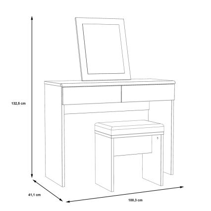 Toaletka JUNO + taboret 45x29,6 cm brązowy/czarny