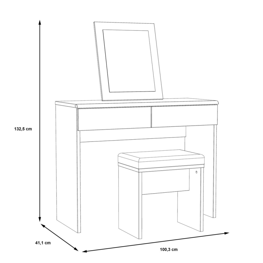 Toaletka JUNO + taboret 45x29,6 cm brązowy/czarny