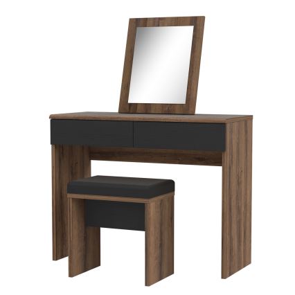 Toaletka JUNO + taboret 45x29,6 cm brązowy/czarny
