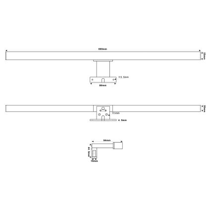 Top Light - LED Łazienkowe oświetlenie lustra OREGON LED/9W/230V 60 cm IP44