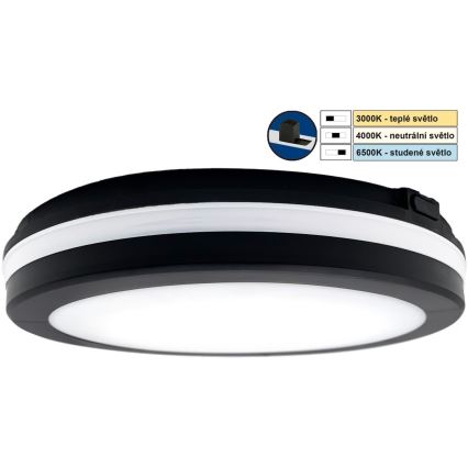 Top Light - LED Oświetlenie łazienkowe COMET LED/15W/230V 3000/4000/6500K IP54 śr. 20 cm czarne