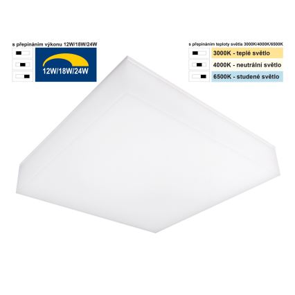 Top Light - LED ściemnialny sufitowy Kinkiet BOXTER LED/12/18/24W/230V IP54 3000/4000/6500K 28x28 cm