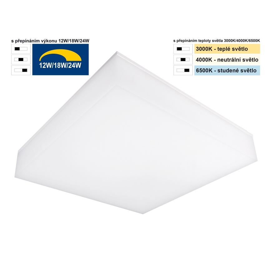Top Light - LED ściemnialny sufitowy Kinkiet BOXTER LED/12/18/24W/230V IP54 3000/4000/6500K 28x28 cm