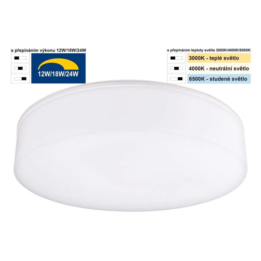 Top Light - LED Ściemnialny plafon łazienkowy BOXTER LED/12/18/24W/230V IP54 3000/4000/6500K śr. 28 cm