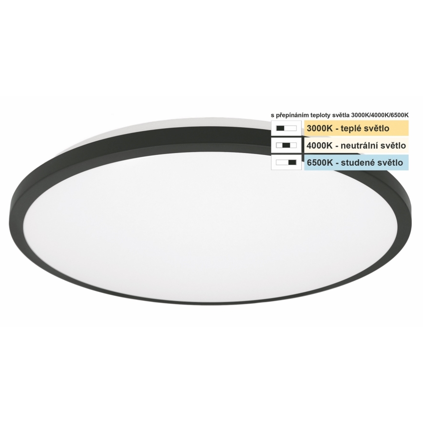 Top Light - LED Plafon łazienkowy ONYX LED/10W/230V IP44 3000/4000/6500K śr. 29 cm czarny