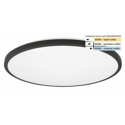 Top Light - LED Plafon łazienkowy ONYX LED/18W/230V IP44 3000/4000/6500K śr. 34 cm czarny